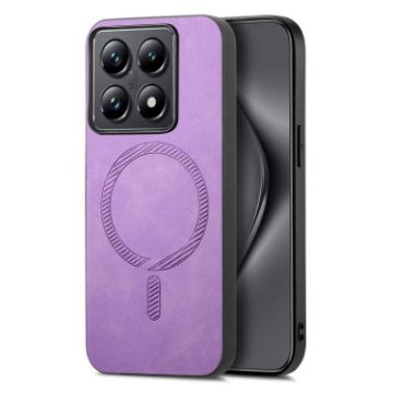Xiaomi 14T Pro Purple Retro Magsafe PU Back Cover Phone Case - 1