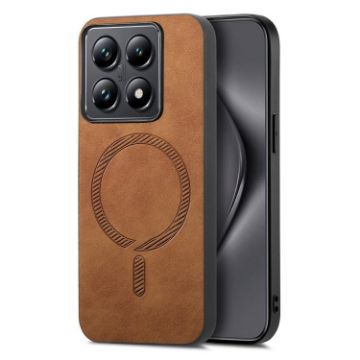 Xiaomi 14T Pro Brown Retro Magsafe PU Back Cover Phone Case - 1