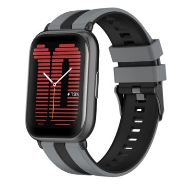 Amazfit Active 20mm Two-Color Sports Silicone Watch Band Grey Black - 1