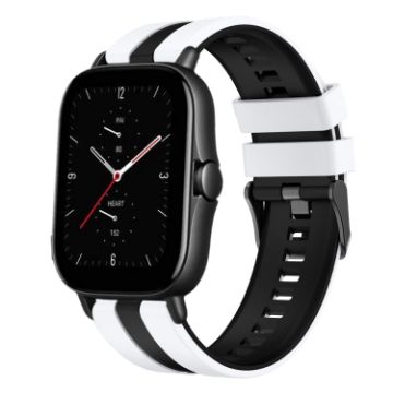 Amazfit GTS 2E 20mm Two-Color Silicone Watch Band White+Black - 1