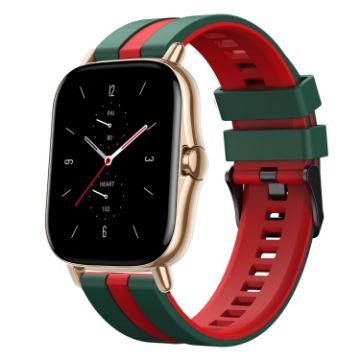 Amazfit GTS 2 20mm Green+Red Two-Color Sports Silicone Watch Band - 1