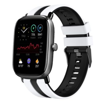 Amazfit GTS 2 Mini 20mm Two-Color Silicone Watch Band White Black - 1