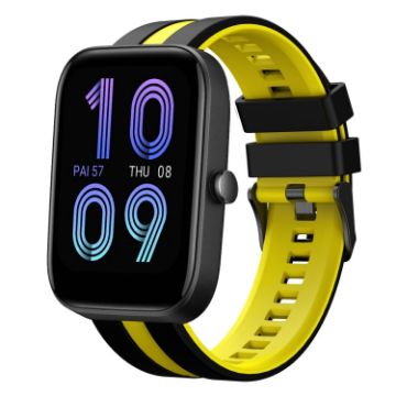 Amazfit Bip3 20mm Black+Yellow Two-Color Sports Silicone Watch Band - 1