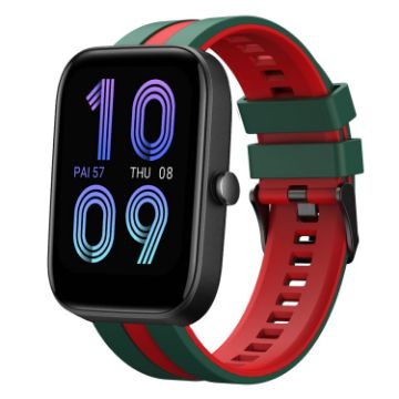 Amazfit Bip3 Pro 20mm Green+Red Two-Color Sports Silicone Watch Band - 1