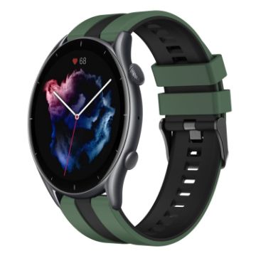 Amazfit GTR 3 Pro 22mm Two-Color Silicone Watch Band Olive Green/Black - 1