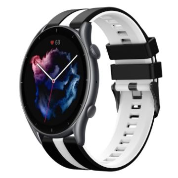 Amazfit GTR 3 Pro 22mm Black+White Sports Silicone Watch Band - 1