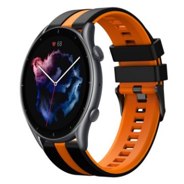 Amazfit GTR 3 Pro 22mm Black+Orange Sports Silicone Watch Band - 1