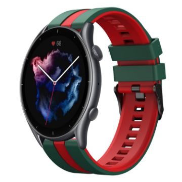Amazfit GTR 3 Pro 22mm Green+Red Two-Color Sports Silicone Band - 1