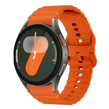 Samsung Galaxy Watch 7 40/44mm Orange Wave Pattern Silicone Band - 1