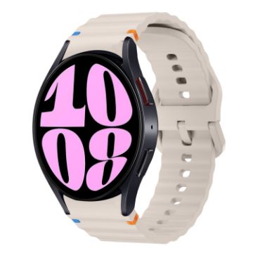 Samsung Galaxy Watch 6 40/44mm Wave Pattern Silicone Band Starlight - 1