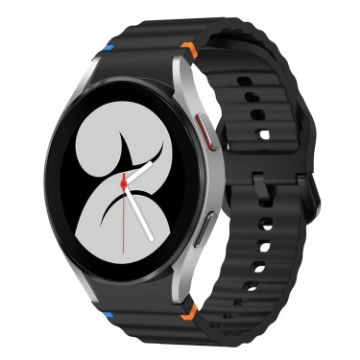 Samsung Galaxy Watch 4 40/44mm Black Wave Pattern Silicone Band - 1