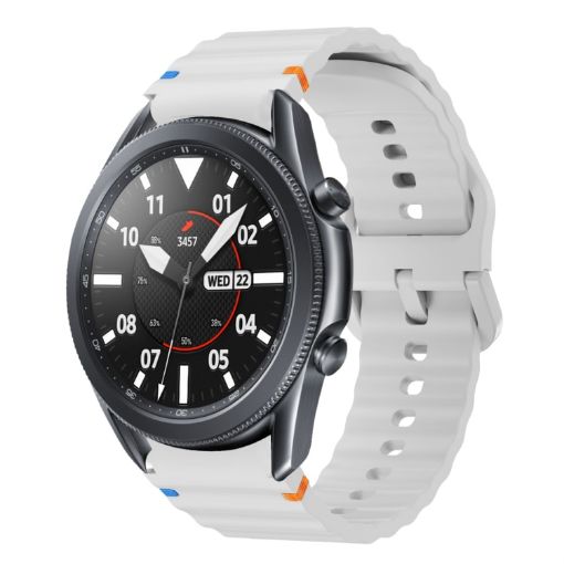 Samsung Galaxy Watch3 41mm Light Gray Wave Pattern Silicone Band - 1