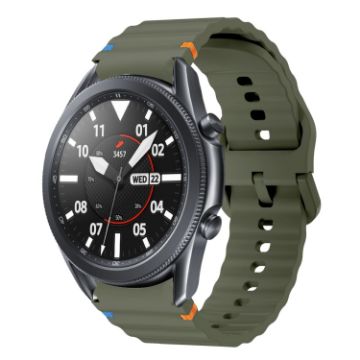 Samsung Galaxy Watch3 41mm Army Green Wave Pattern Silicone Band - 1