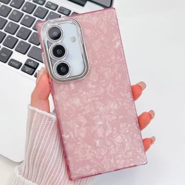 Samsung Galaxy S24 5G Glitter TPU Case with Lens Film - Pink Shell Pattern - 1