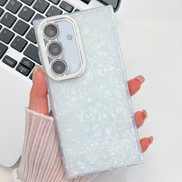 Samsung Galaxy S24+ 5G Glitter TPU Case with Lens Film - White Shell Pattern - 1
