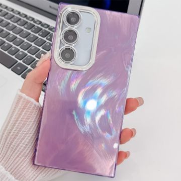 Samsung Galaxy S24+ 5G Glitter TPU Case with Lens Film - Purple Feather Yarn - 1