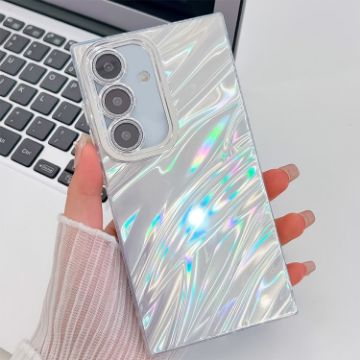 Samsung Galaxy A55 5G Glitter Texture TPU Case + Lens Film - White Ripples - 1