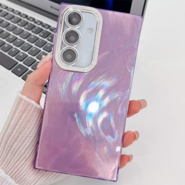 Samsung Galaxy S25+ 5G Glitter TPU Case with Lens Film - Purple Feather Yarn - 1