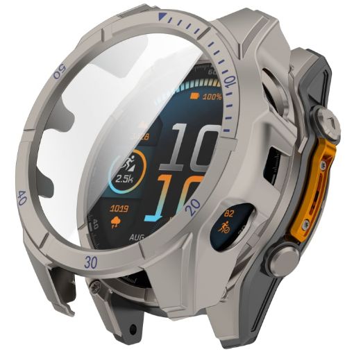 Garmin Fenix 8 AMOLED 51mm Tempered Glass PC Case - Titanium Blue - 1