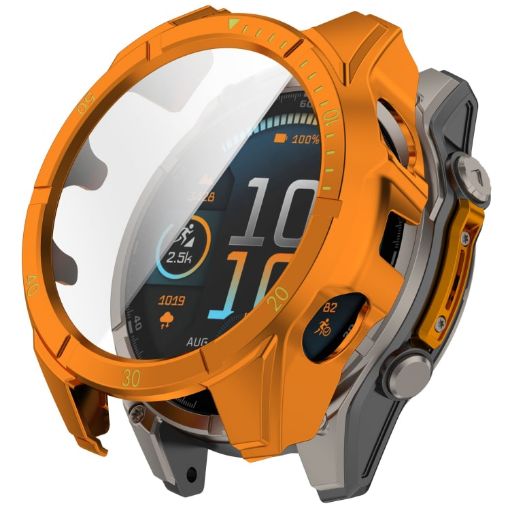 Garmin Fenix 8 AMOLED 47mm Tempered Glass PC Case - Orange Green - 1