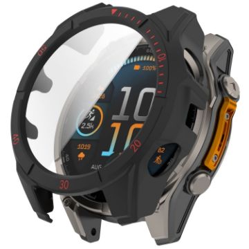Garmin Fenix 8 AMOLED 43mm Tempered Glass PC Watch Case Black Red - 1