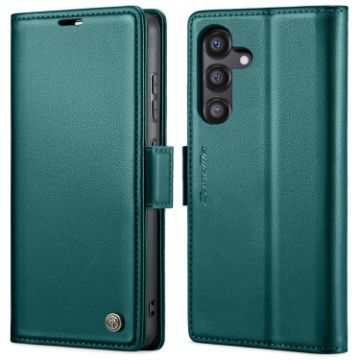Samsung Galaxy S24 FE 5G Case - Butterfly Buckle RFID Leather (Green) - 1