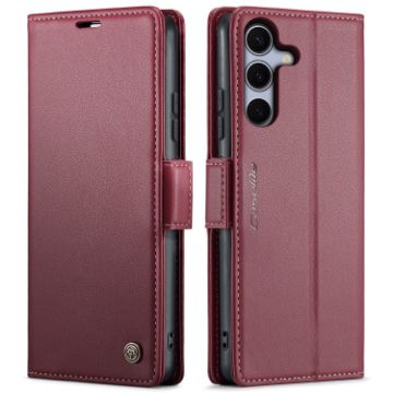 Samsung Galaxy S25 5G CaseMe 023 Butterfly Buckle RFID Leather Case Red - 1