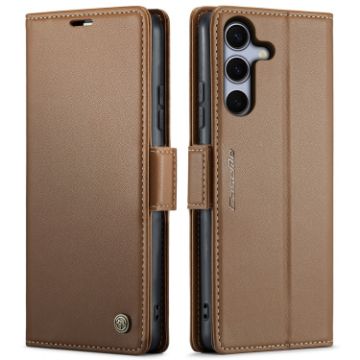 Samsung Galaxy S25 5G CaseMe 023 Leather Case, RFID Anti-theft, Brown - 1