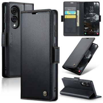 Samsung Galaxy S25 Edge 5G CaseMe 023 Leather Phone Case Black - 1