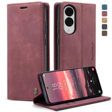Samsung Galaxy S25 Edge 5G CaseMe 013 Red Leather Flip Phone Case - 1