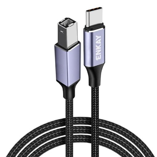 ENKAY ENK-CB170 USB C to USB 2.0 B Printer Scanner Cable 0.5m Nylon - 1