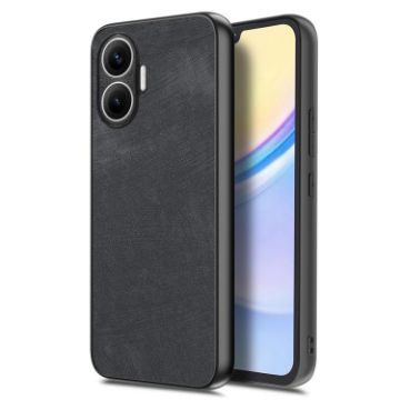 Redmi Turbo 4 Pro Vintage Leather PC Back Cover Case - Black - 1