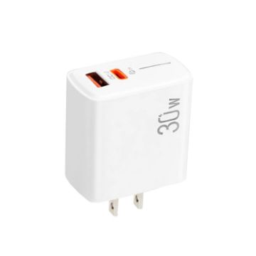 PD31 30W USB-C/Type-C + USB-A Charger, 5V-20V, US Plug, White - 1