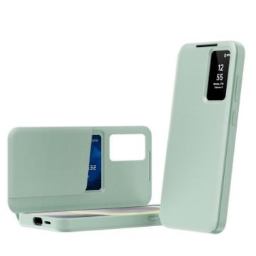 Samsung Galaxy S22+ 5G Green Leather Case with Card Slot & Window - 1