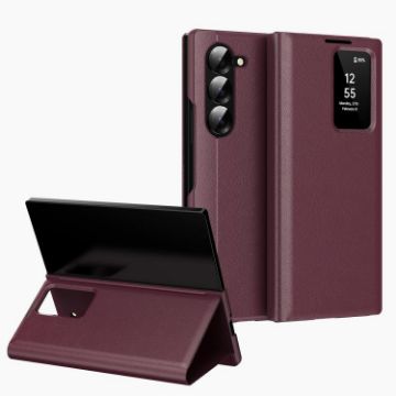 Samsung Galaxy Z Fold6 5G Leather Case with Card Slot - Red - 1
