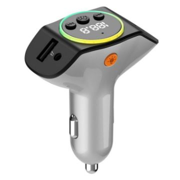 C8 Bluetooth 5.3 Receiver Car Charger with AUX & Dual USB Ports (Grey) - 1