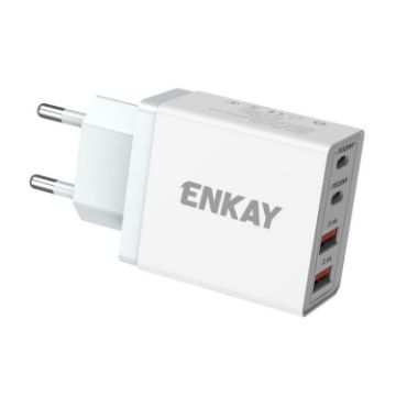 ENKAY FC-002 55W Quick Charger, Dual USB-A & USB-C, 4 Ports, EU Plug - 1
