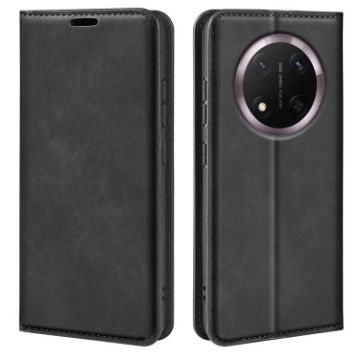 For Honor X9c Retro-skin Magnetic Leather Phone Case - Black - 1