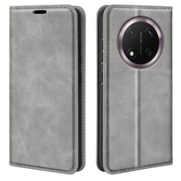 For Honor X9c Grey Retro-skin Magnetic Suction Leather Phone Case - 1