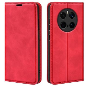 For Honor Magic7 5G Red Retro-skin Magnetic Leather Phone Case - 1