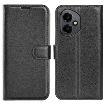 For Honor 400 Litchi Texture Flip Leather Phone Case with Holder - Black - 1