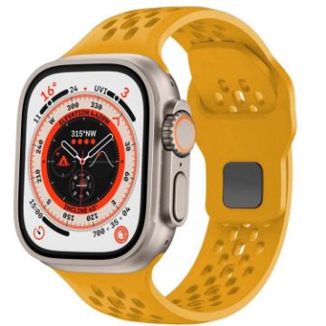 Yellow Mesh Reverse Buckle Silicone Band for Apple Watch 46/49/45/44mm - 1