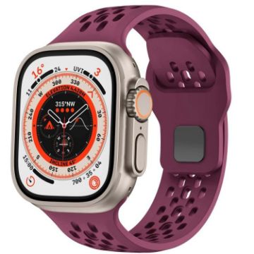 Apple Watch Mesh Reverse Buckle Silicone Band Wine Red 46/49/45/44mm - 1