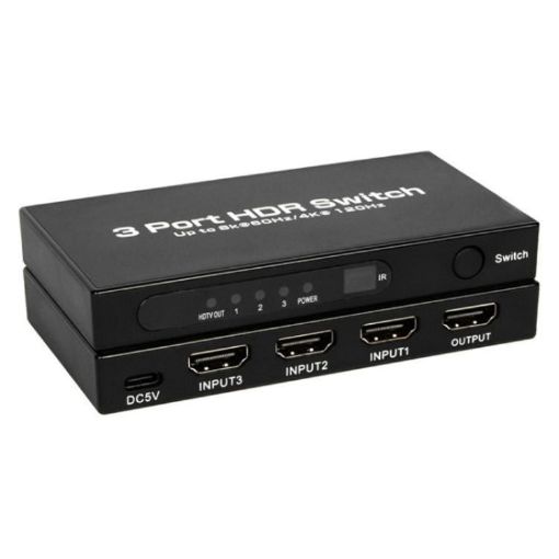 Ultra Thin 3x1 HDMI 2.1 Switch for Gaming Consoles, PC, TV Box - 8K 60Hz - 1