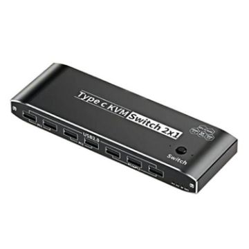 K8 Type C KVM Switcher with RJ45 Ethernet & 7 USB 2.0 Ports Docking Station - 1