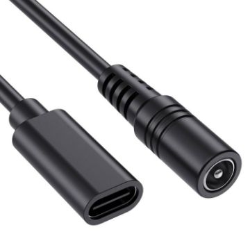 JUNSUNMAY 5V 3A Power Extension Cord, 5.5mm x 2.1mm to Type-C, 25cm - 1