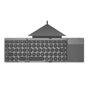 KF86 MAX Foldable Bluetooth Keyboard with Touchpad & Leather Case - 1