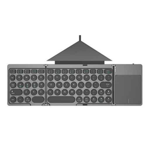 KF86 MAX Foldable Bluetooth Keyboard with Touchpad & Leather Case - 1