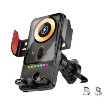 SD19 Wireless Charger 15W Magnetic Fast Charging Car Mount Holder Black - 1