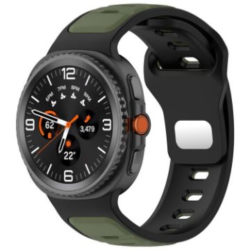 Samsung Galaxy Watch 8 40/44mm Black Army Green Silicone Band - 1